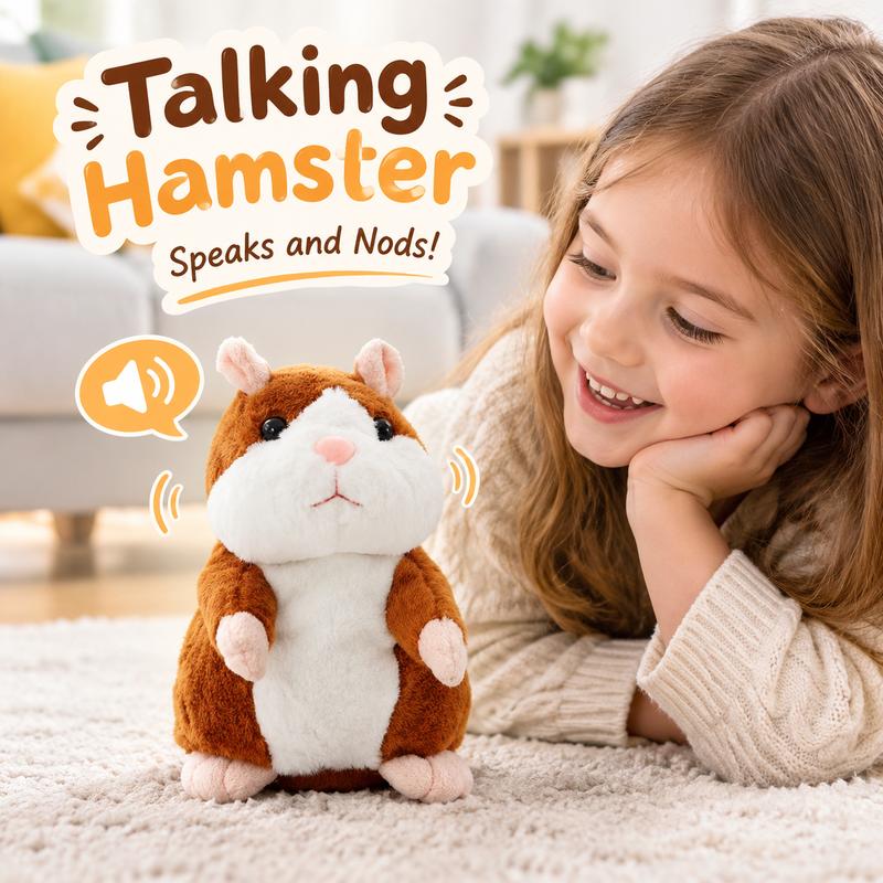 🐹 Last Day Special Price！✨Talking Hamster Plush – repeats whatever you say, auto head-shaking, hilarious fun for kids & adults.🎁