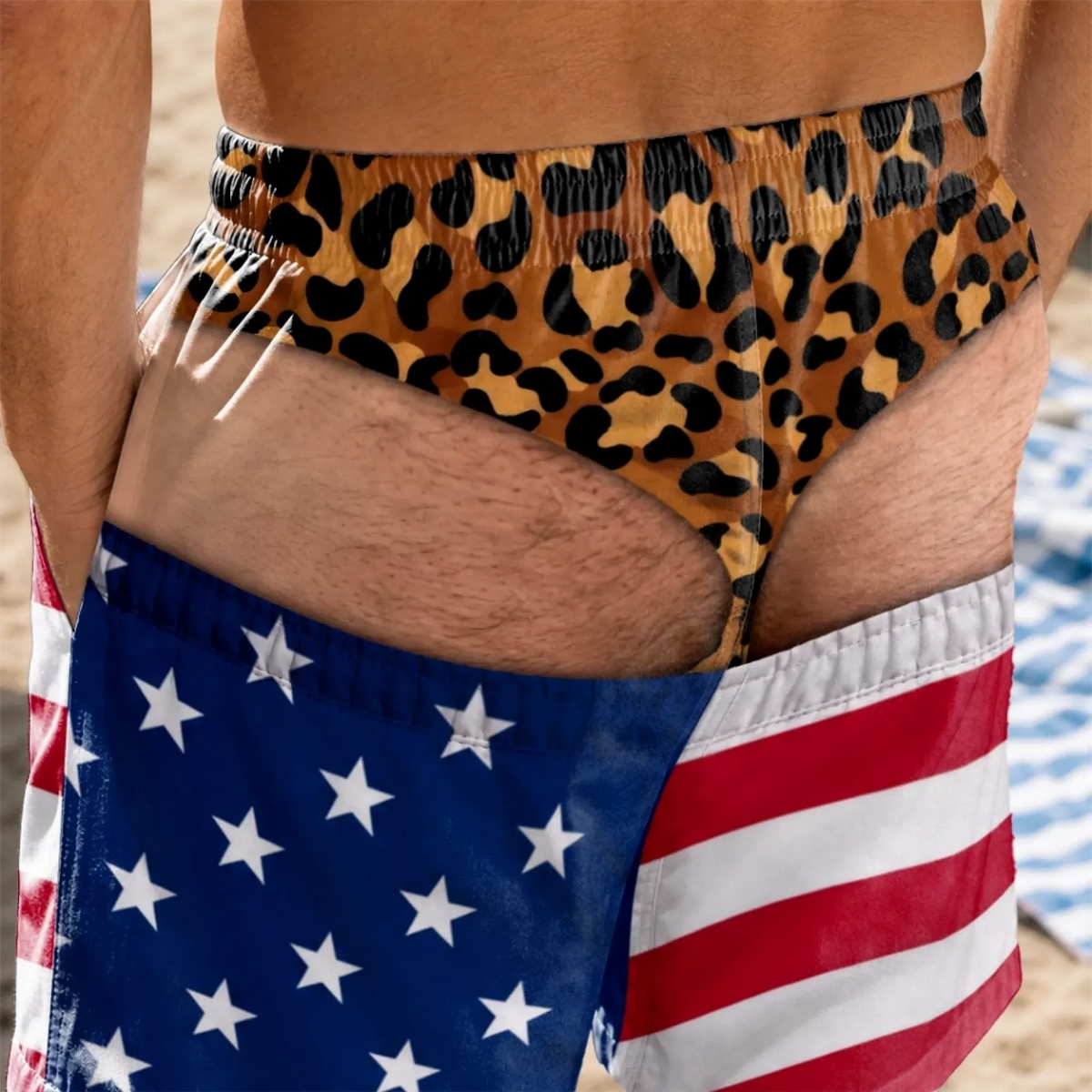 🔥 50% OFF🎁Funny Patriotic Men’s Swim Trunks – Personalized Wide Load Beach Shorts