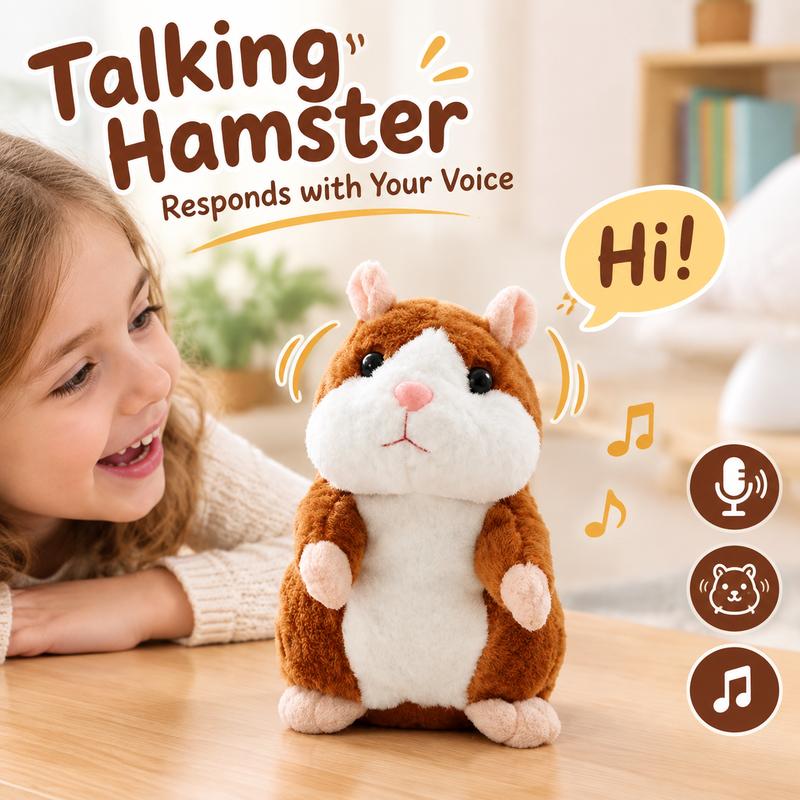🐹 Last Day Special Price！✨Talking Hamster Plush – repeats whatever you say, auto head-shaking, hilarious fun for kids & adults.🎁