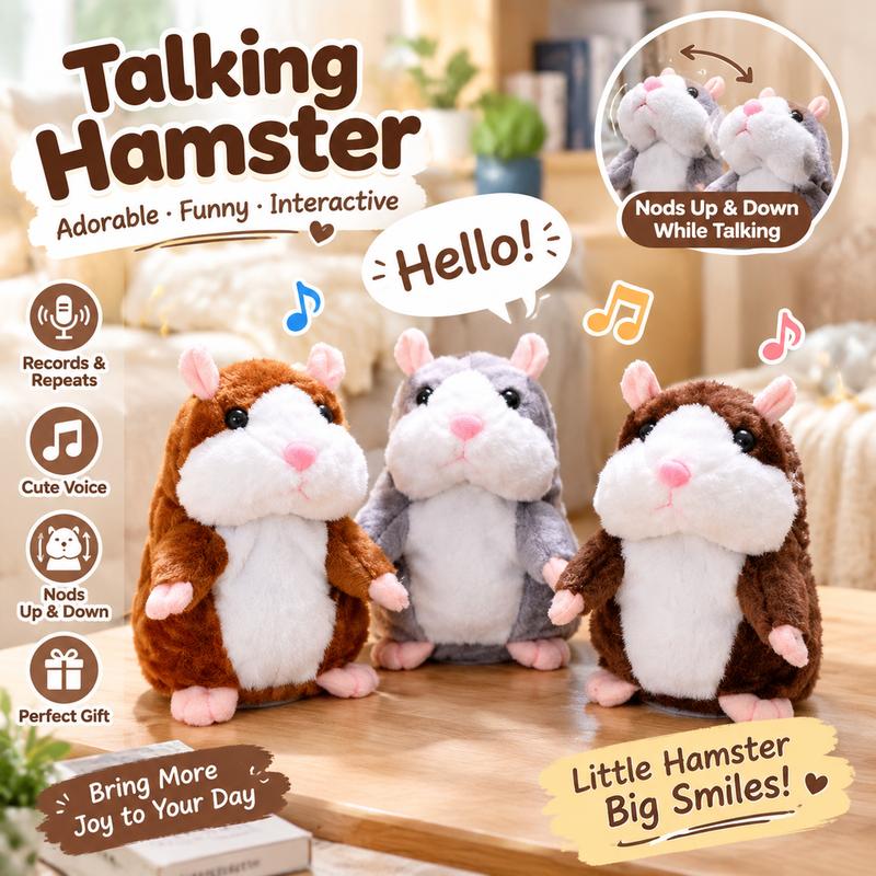 🐹 Last Day Special Price！✨Talking Hamster Plush – repeats whatever you say, auto head-shaking, hilarious fun for kids & adults.🎁