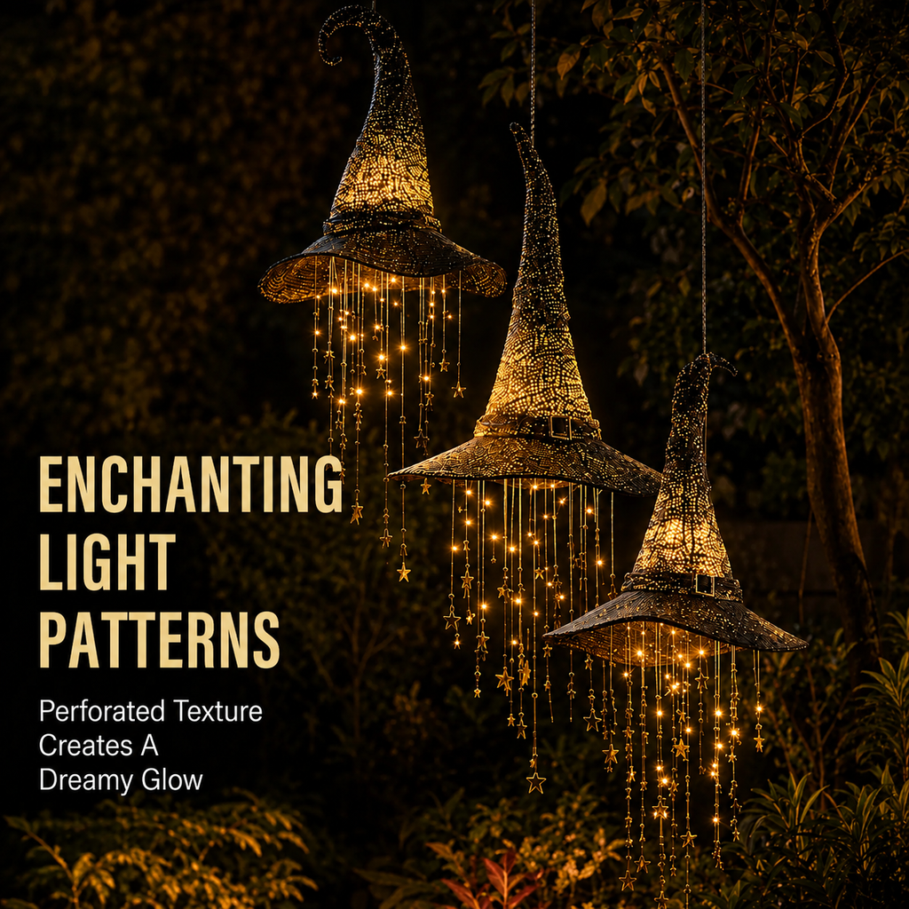 Lighted Witch Hat Hanging Decor – Magical Halloween Porch & Window Light