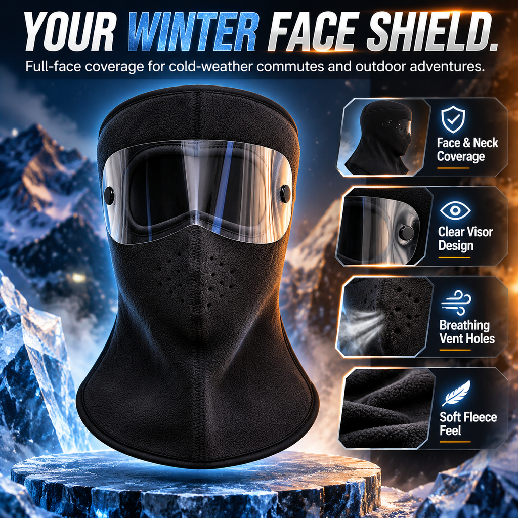 Winter Windproof Face Mask with Detachable Goggles – Unisex Fleece Balaclava