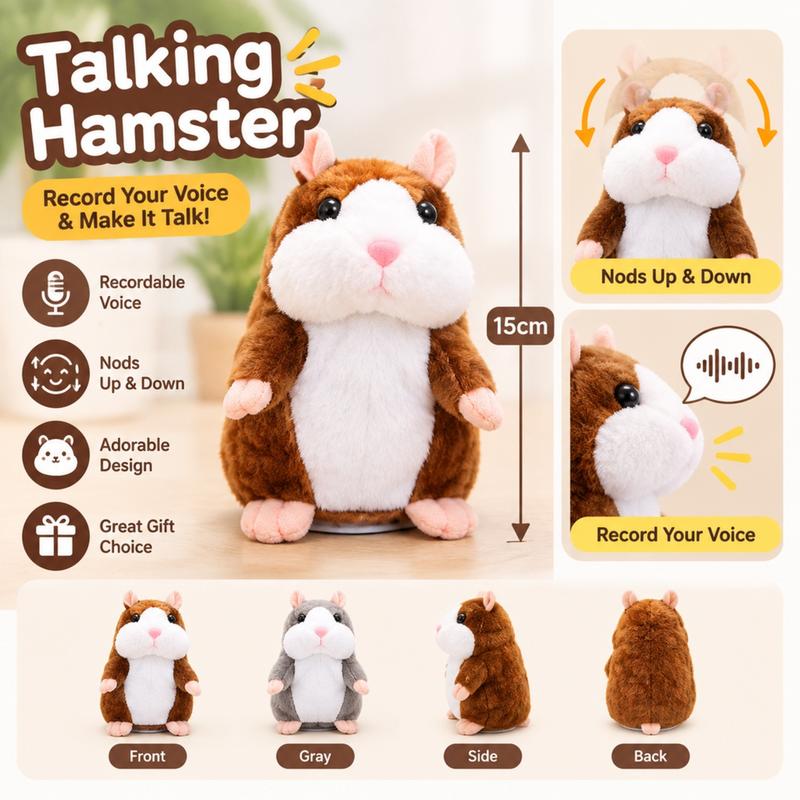 🐹 Last Day Special Price！✨Talking Hamster Plush – repeats whatever you say, auto head-shaking, hilarious fun for kids & adults.🎁