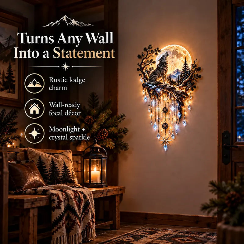 🐺🌕 Wolf Howling Moon Starfall Wall Light – Bring the Wild Home