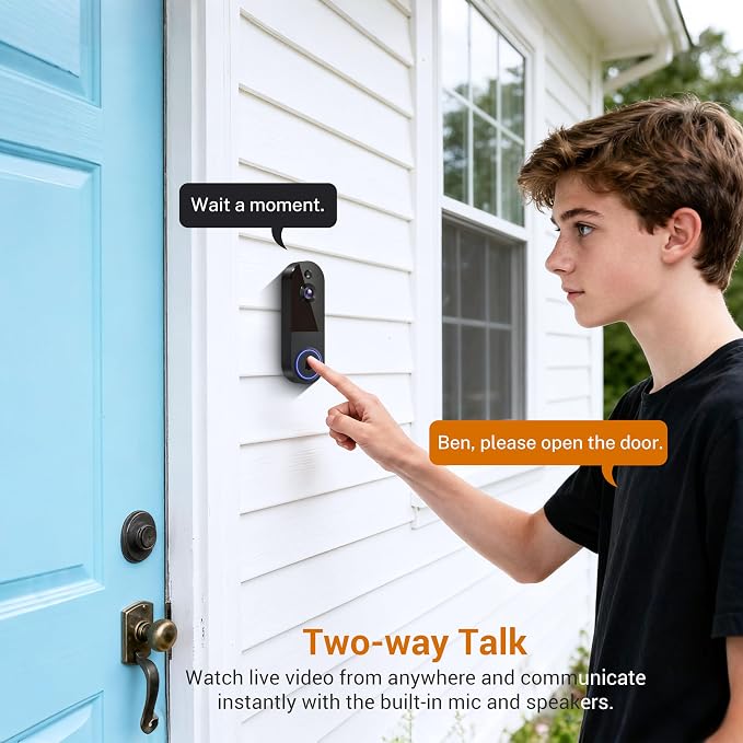 1080P Wireless Video Doorbell Camera, AI Human Detection
