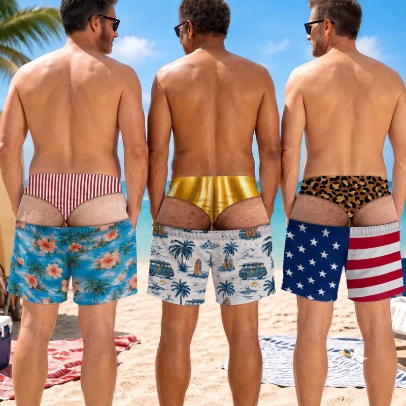 🔥 50% OFF🎁Funny Patriotic Men’s Swim Trunks – Personalized Wide Load Beach Shorts