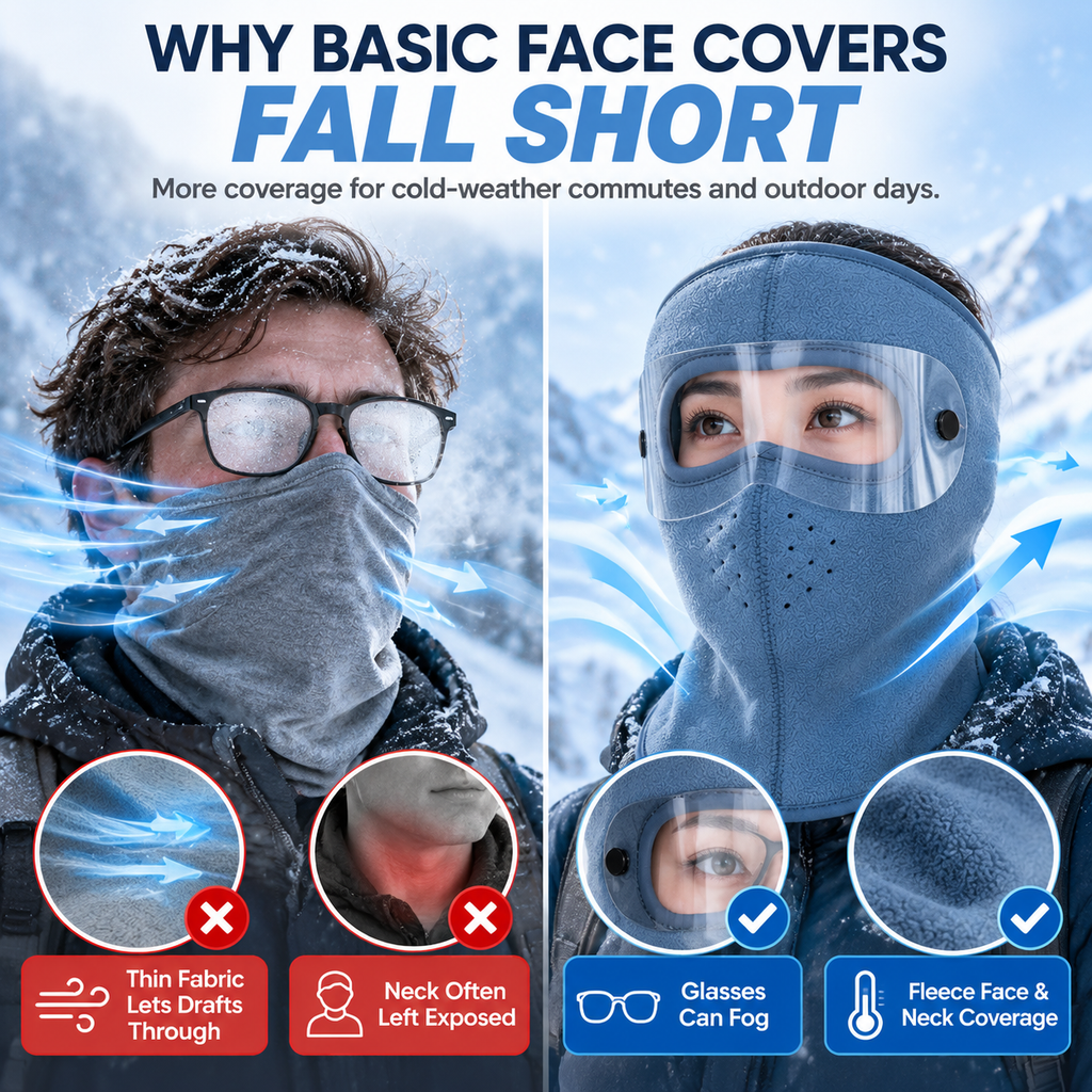 Winter Windproof Face Mask with Detachable Goggles – Unisex Fleece Balaclava