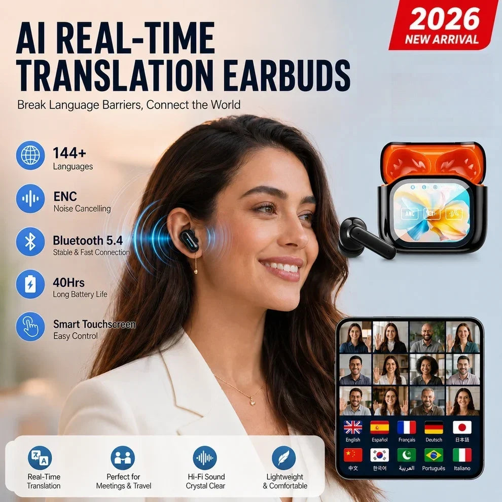 2026 New Bluetooth Wireless Noise-Canceling Translation Earbuds