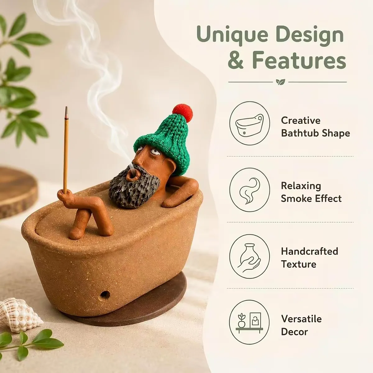 ⚡Handmade Bathtub Incense Burner – Cone Incense Holder for Relaxing Aromatherapy