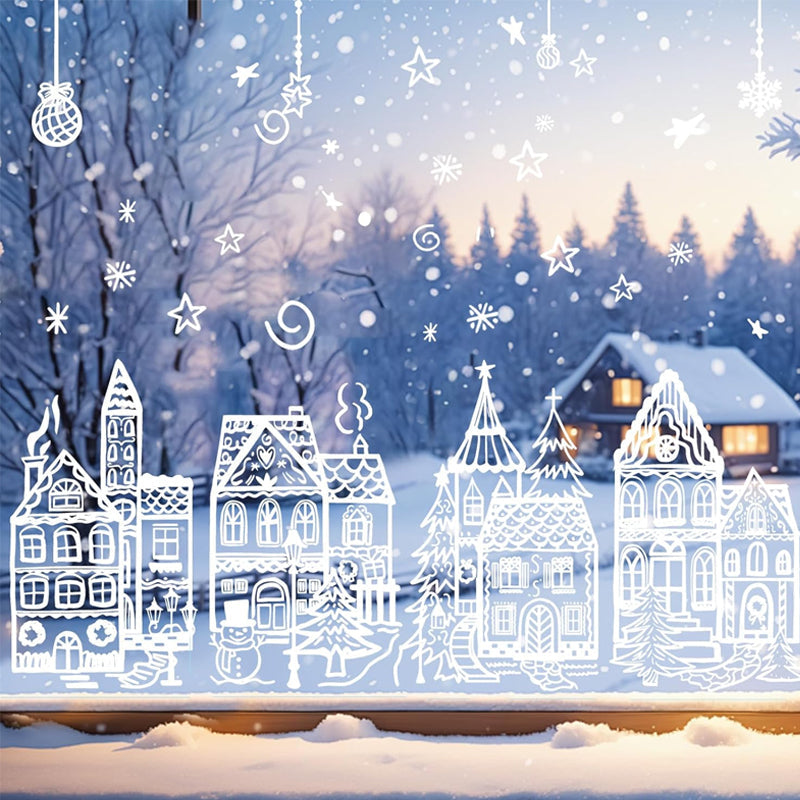⏳LAST DAY SALE ONLY $29.9!🎁🎄 Christmas Village Window Sticker Set