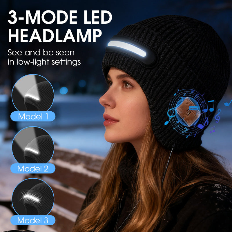 Rechargeable Bluetooth Beanie Hat with Light